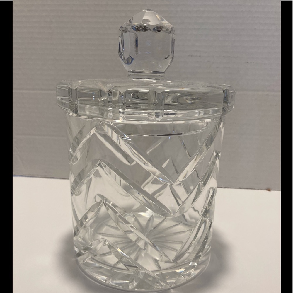 Heavy Cut Crystal Glass Cracker / Cookie / Biscuit Jar with Lid